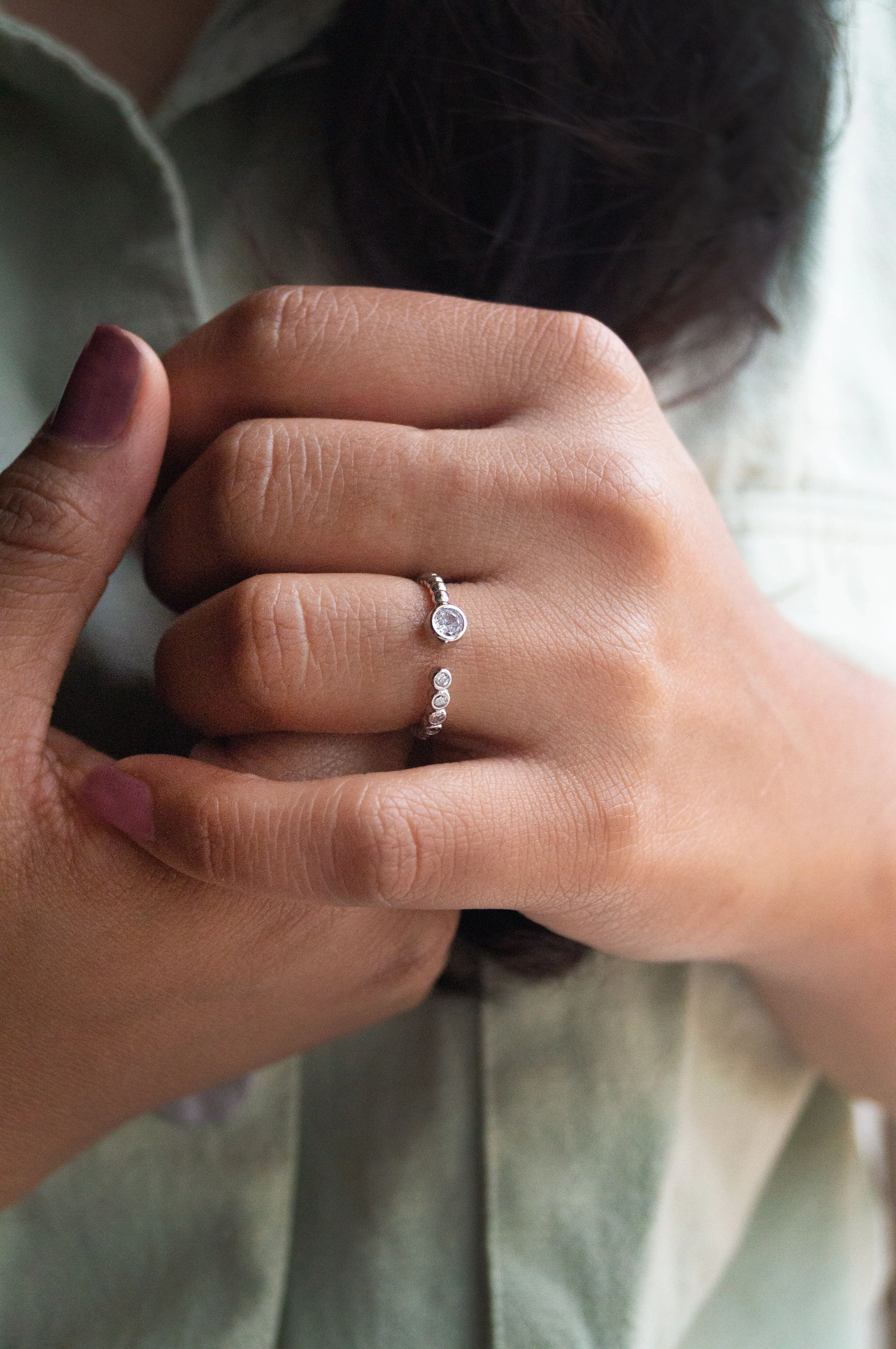 Sparkle Drops Sterling Silver Open Ring