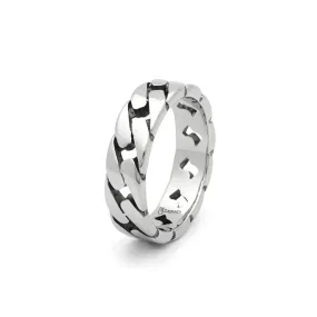 Stainless Steel Cuban Curb Chain Link Ring - Silver