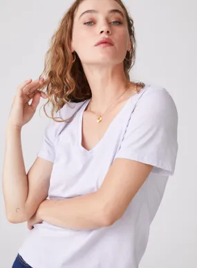 Stateside Cloud Jersey Short Sleeve Deep V-Neck in Lavender