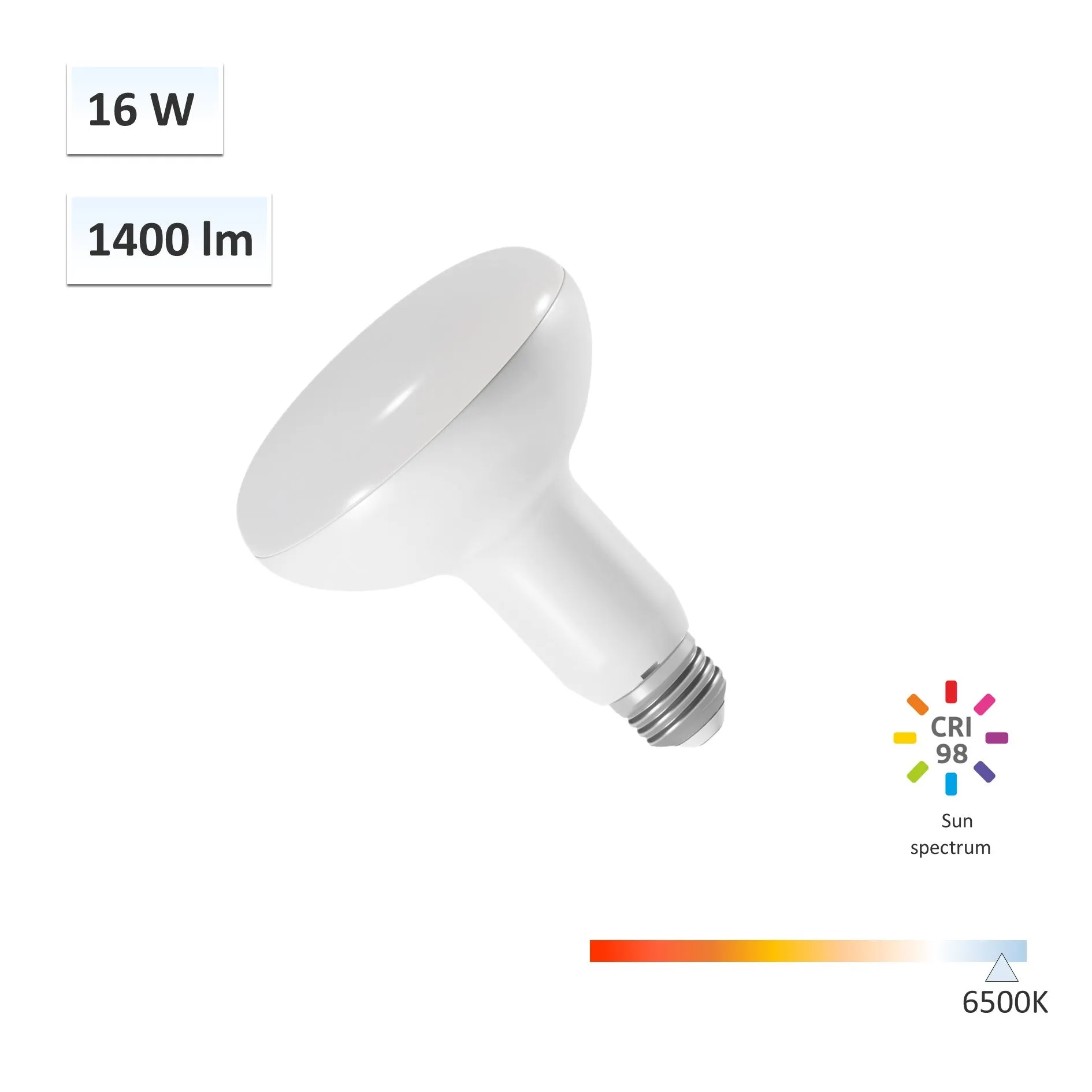 SunWave CRI 98 Flicker-Free Wellness Lighting 16W BR30 LED Bulb 6500K