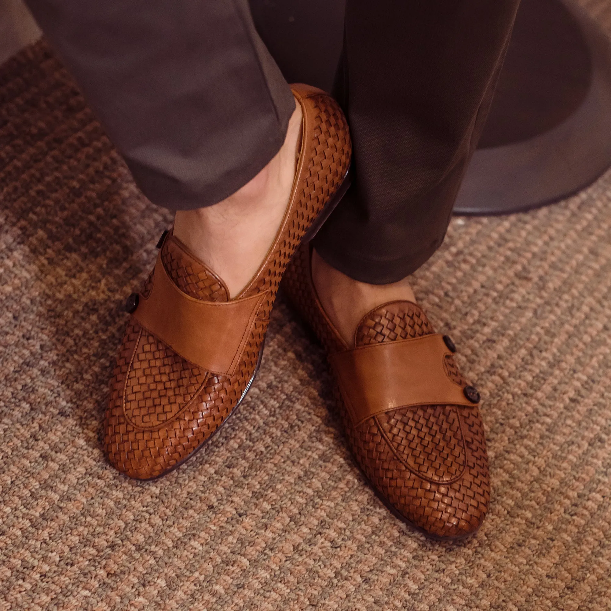 Unique Patterned Double Monks-Tan