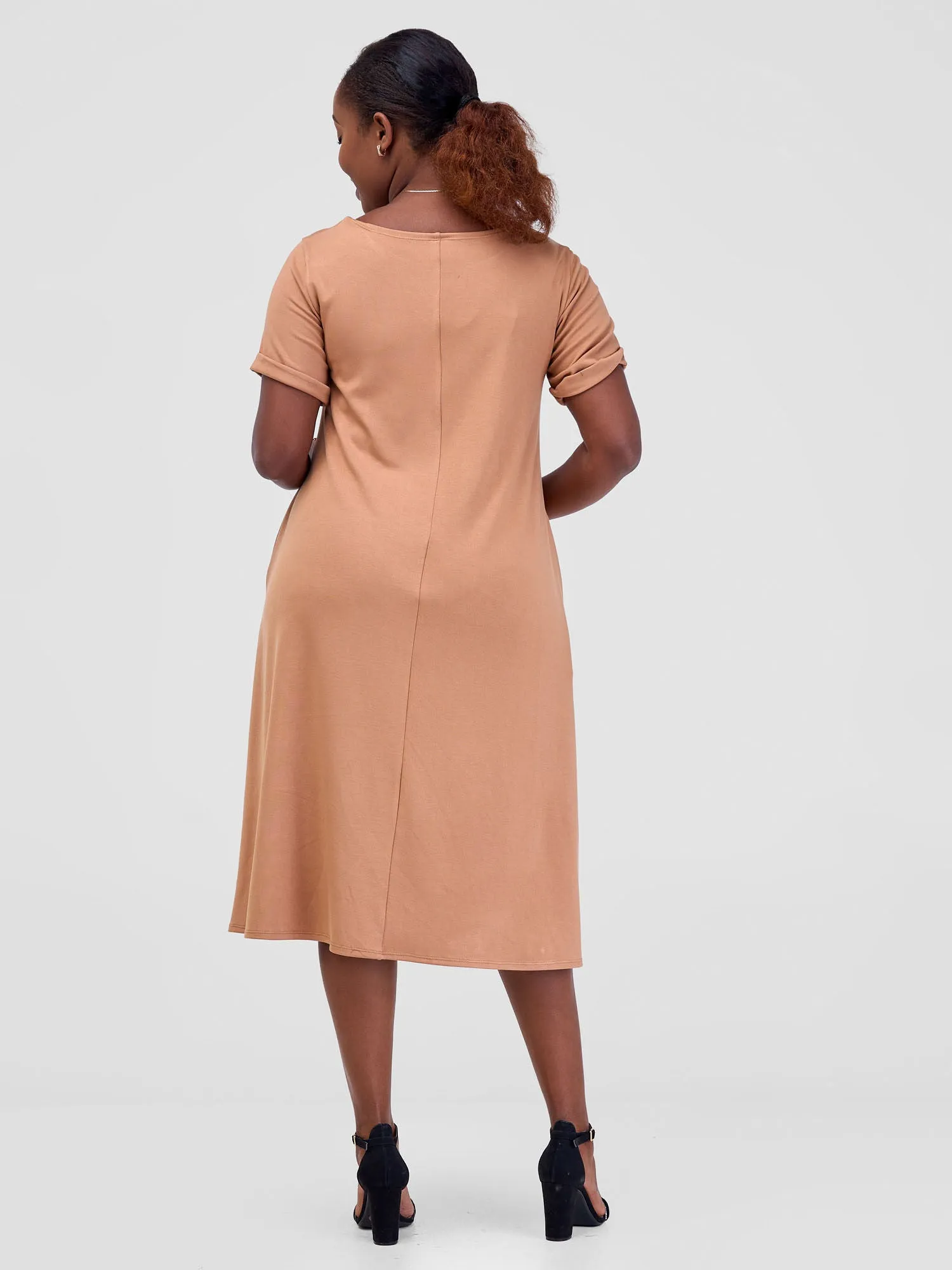 Vivo Leila Short Sleeve Tent Dress - Tan