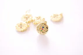 Wholesale Star Colorful Micro Pave CZ Disc Charm - Cubic Zirconia North Star Celestial Night Sky HarperCrown Charms B265