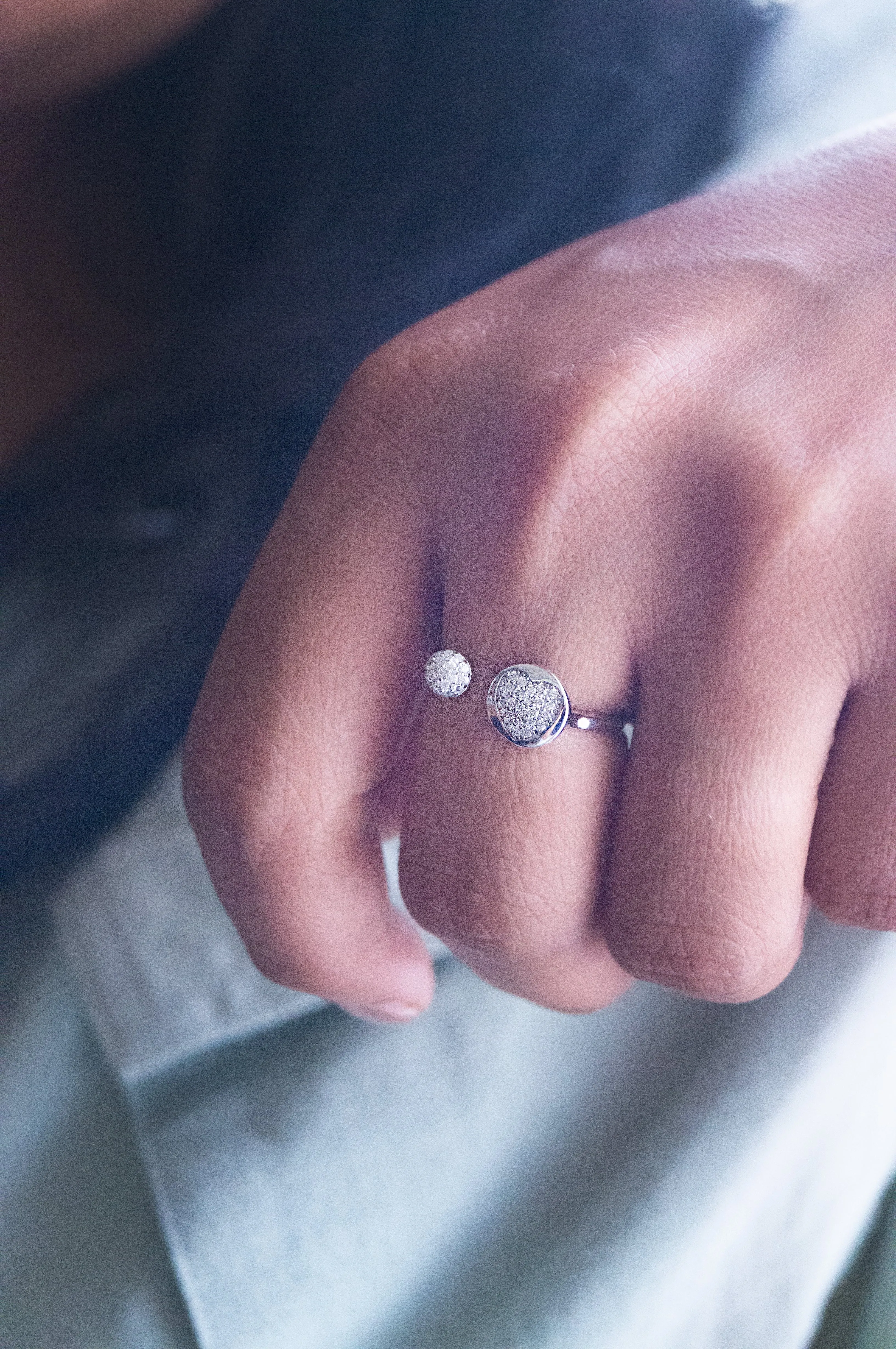 With A Open Heart Rose Gold Plated Sterling Silver Ring