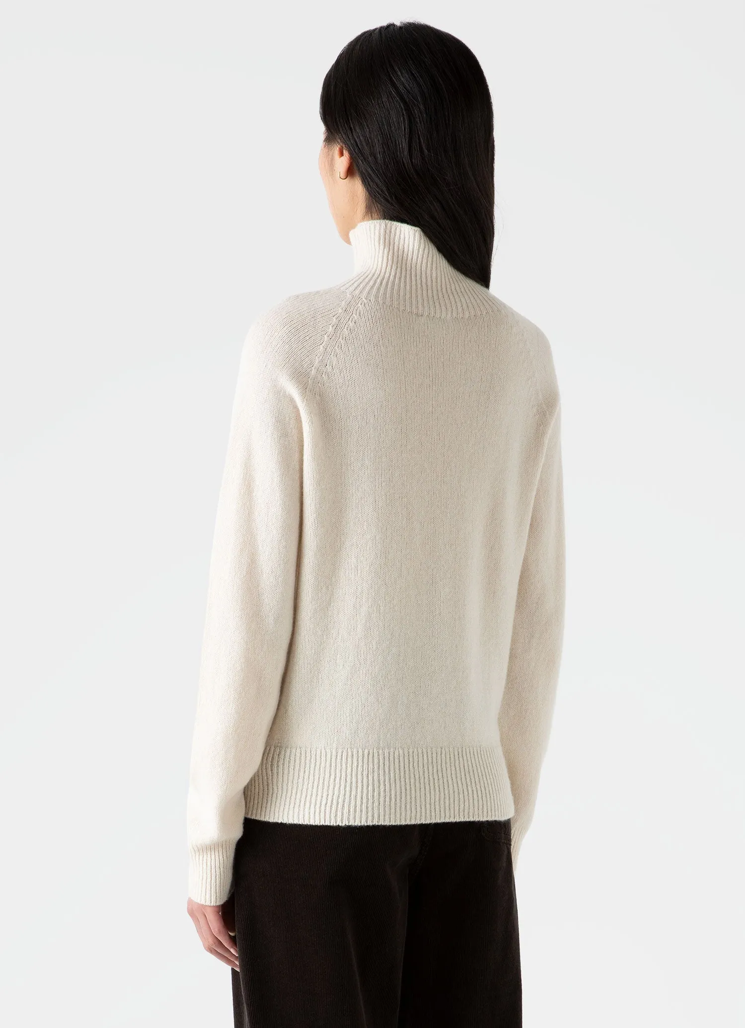 Women's Lambswool Funnel Neck Jumper in Ecru