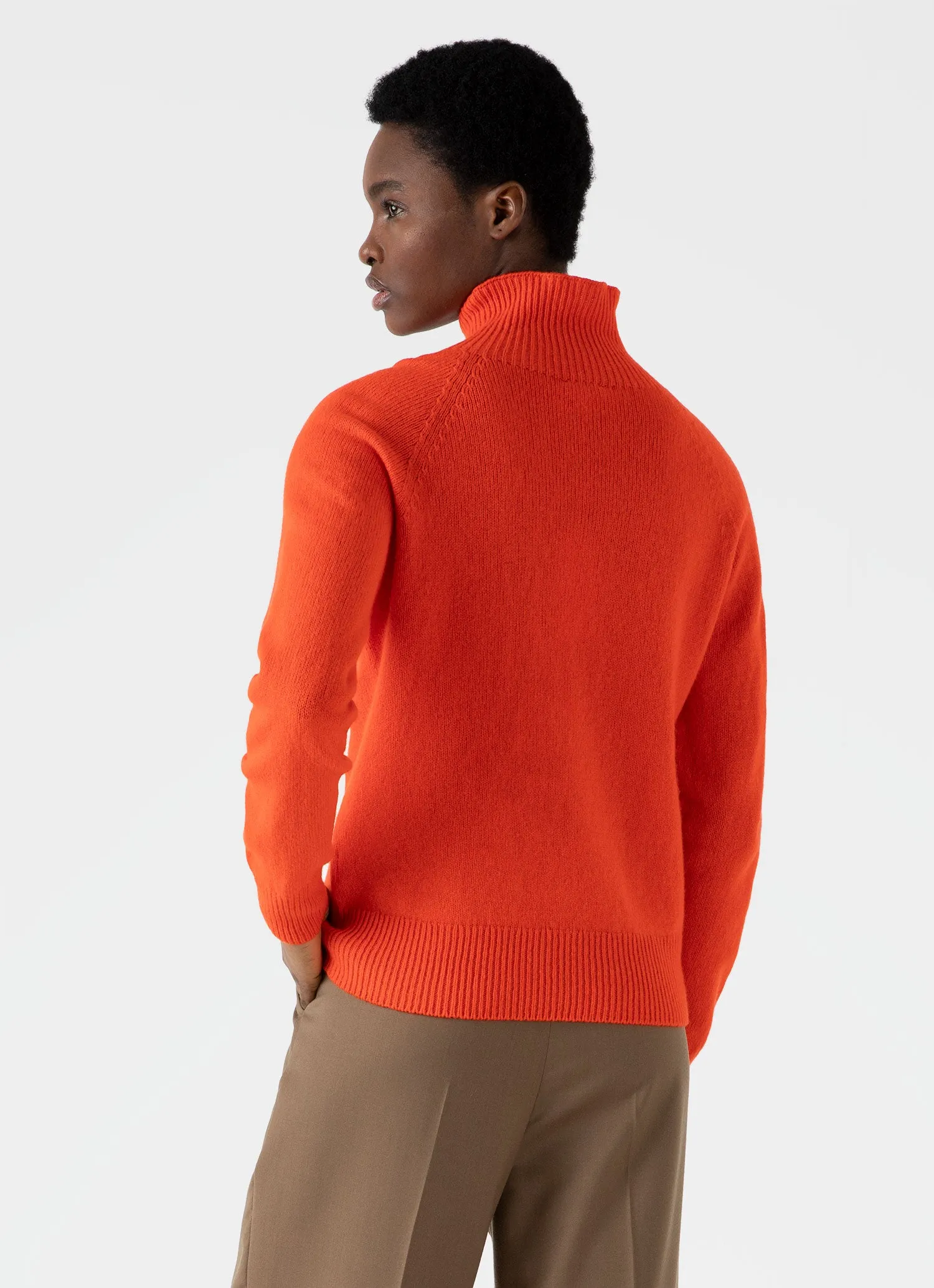 Women's Lambswool Funnel Neck Jumper in Magma