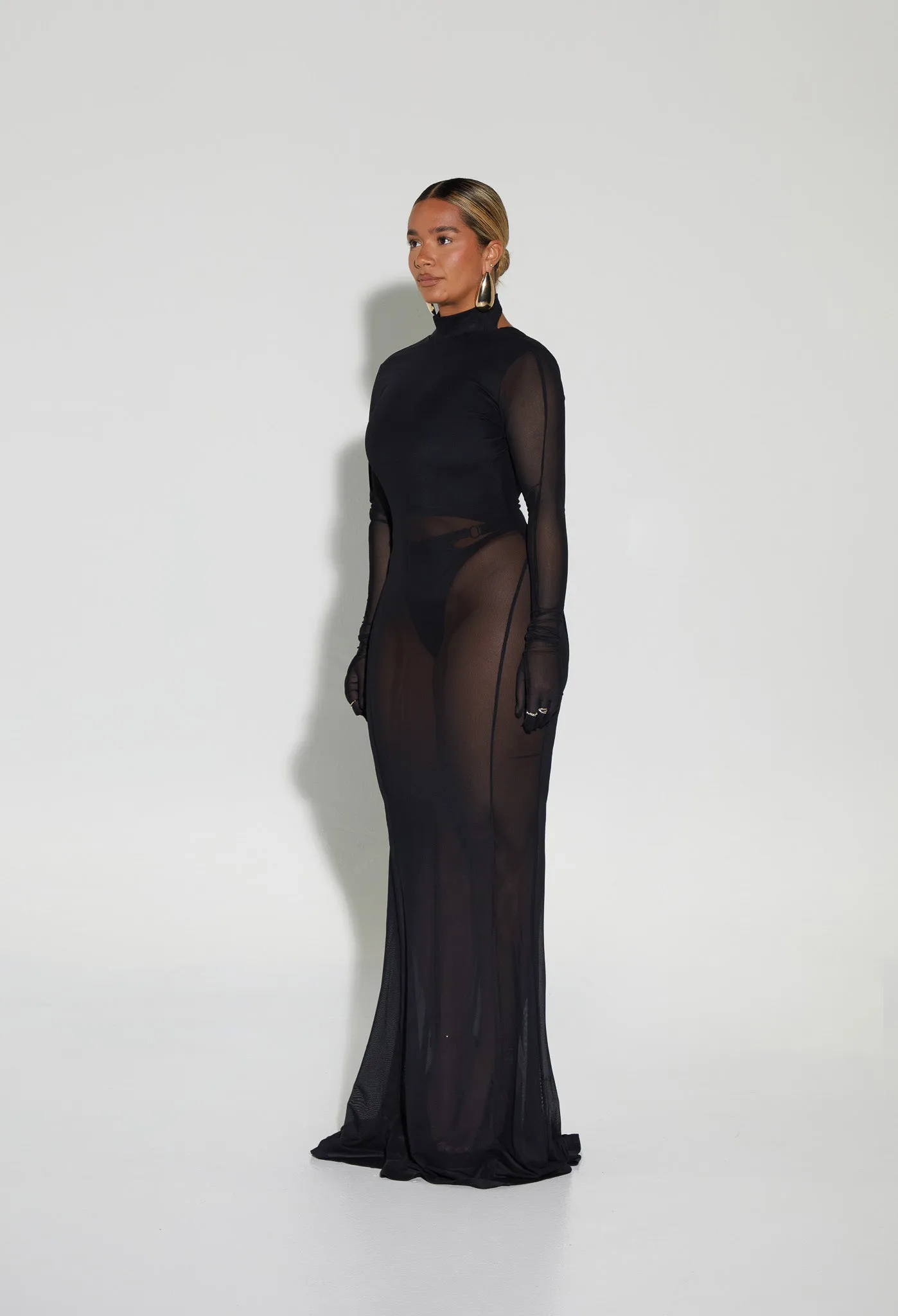 Zina Mesh Gown - Panther