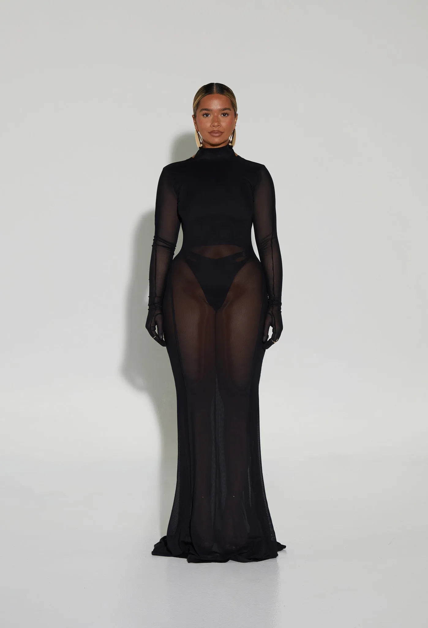 Zina Mesh Gown - Panther