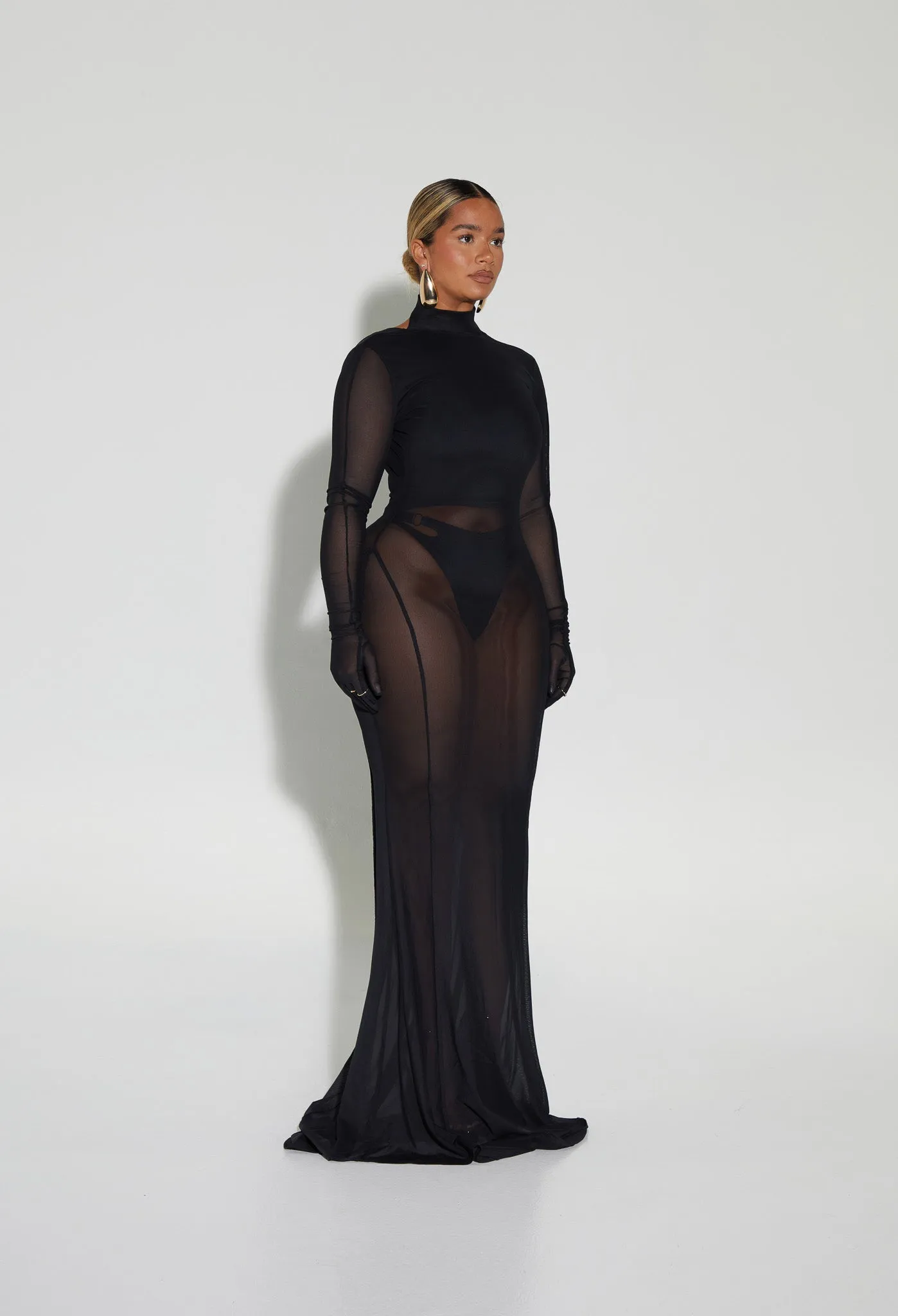 Zina Mesh Gown - Panther