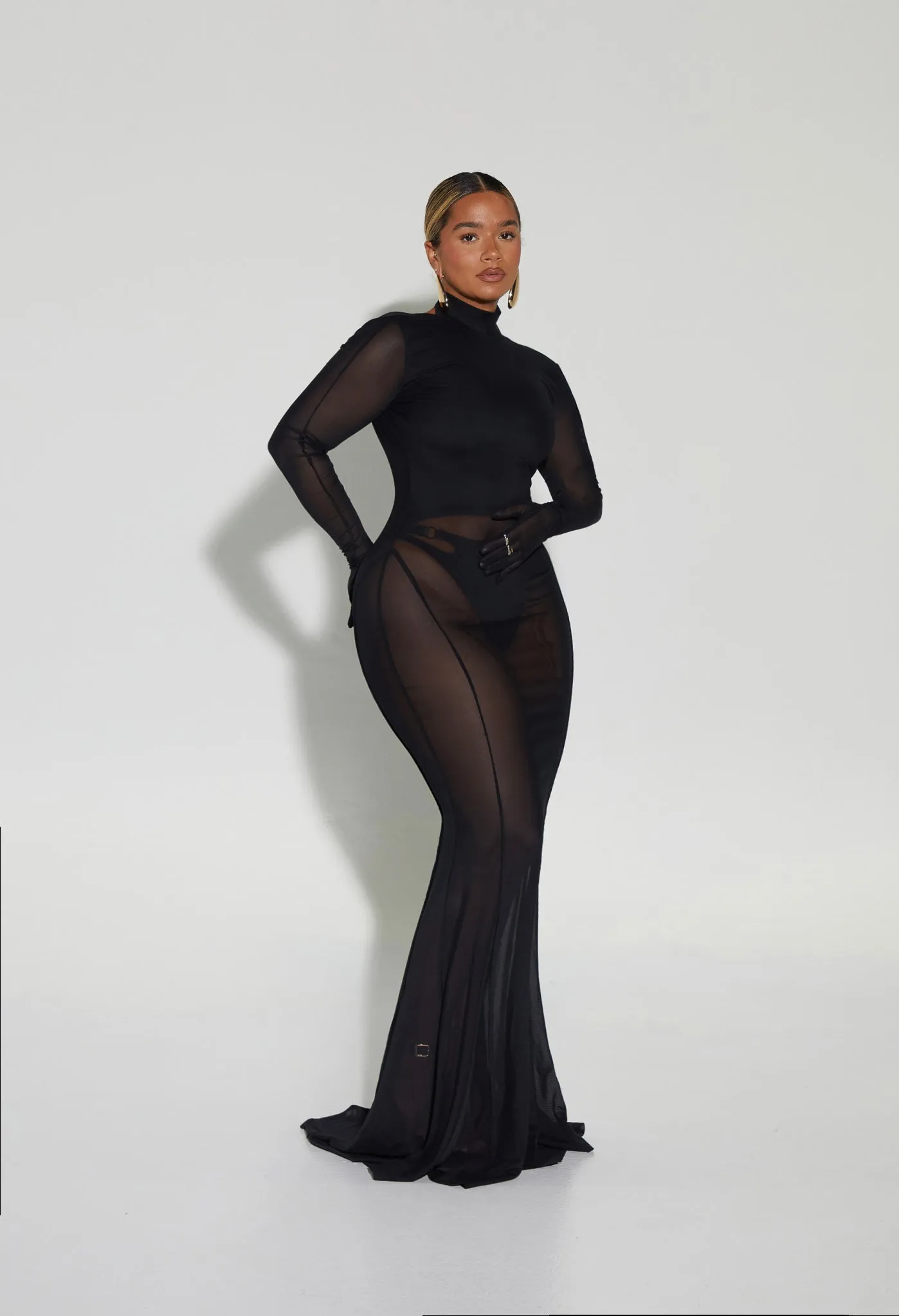 Zina Mesh Gown - Panther