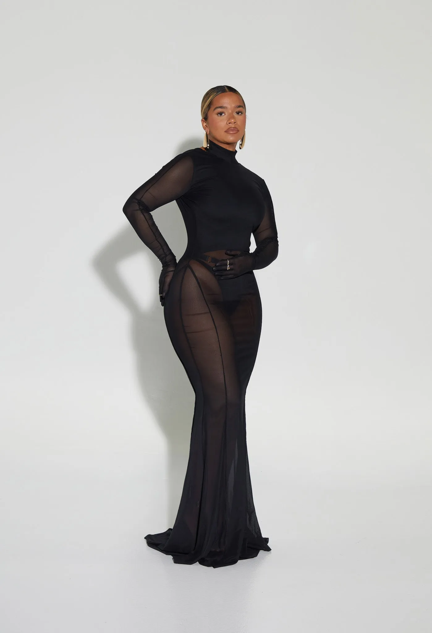 Zina Mesh Gown - Panther